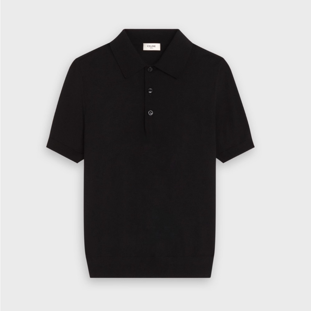 New Celine Polo Shirt in Fine Wool Size Small